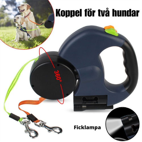 Utdragbart Dubbelt Hundkoppel med Ljus