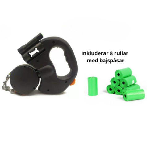 Utdragbart Dubbelt Hundkoppel med Ljus